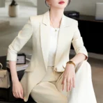 NAVIU 2 Piece Set Business Work Uniform Pants And Blazer Suit Women - Image 4