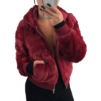 Plush Jacket Zipper Closure Thickened Elastic Cuff Women Hoodie With - Image 6