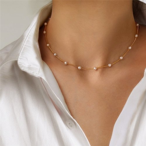 Pearl Choker Gold Pendant | Pearl Gold Choker Necklace | Gold Necklace