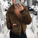 Plush Jacket Zipper Closure Thickened Elastic Cuff Women Hoodie With - Image 4