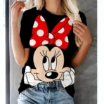 Women T-Shirts Disney Mickey Mouse Print Summer Girls Kawaii Female T