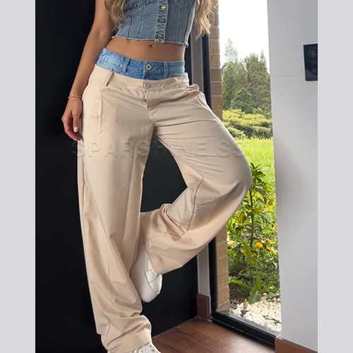 Women's Wide Leg Jeans High Waisted Stretchy Jeans Straight Leg Denim