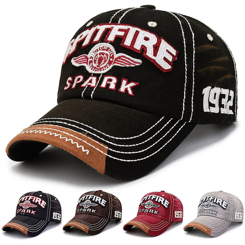 Embroidered letter  SPARK 1932 washed cotton baseball cap women
