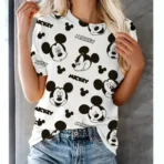Women T-Shirts Disney Mickey Mouse Print Summer Girls Kawaii Female T - Image 3