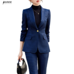 NAVIU Fashion Business Women Work Wear Spring New High Quality Plaid