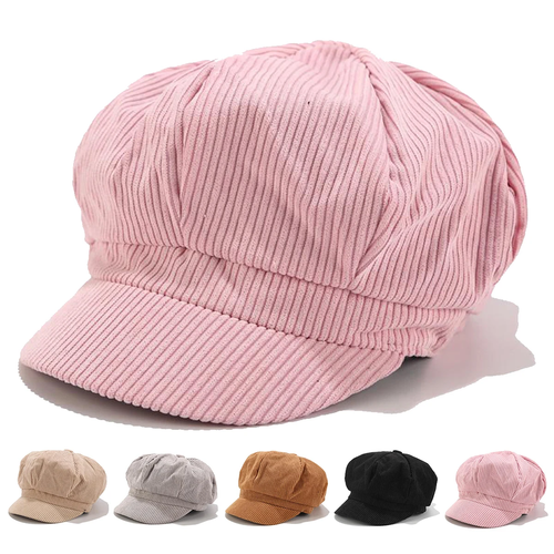Unisex Solid Color Corduroy Personality Newsboy Hat Spring Autumn