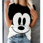 Women T-Shirts Disney Mickey Mouse Print Summer Girls Kawaii Female T - Image 2