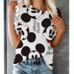 Women T-Shirts Disney Mickey Mouse Print Summer Girls Kawaii Female T - Image 5