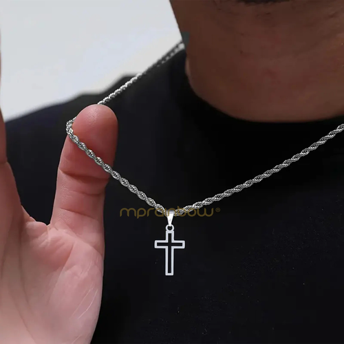 Cutout Cross Necklaces for Men Boys,Waterproof Stainless Steel Cross