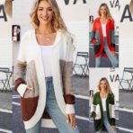 Women Casual Mid-Length Hooded Knit Cardigan Jacket, Size: M(Orange - Image 2
