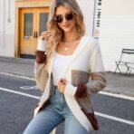 Women Casual Mid-Length Hooded Knit Cardigan Jacket, Size: M(Orange - Image 5