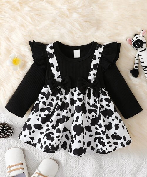 Girl's Lycra Floral Printed Frock Dress for Girls