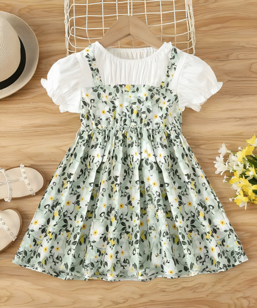 Beautifull Floral Print Fit & Flare Dress For Girls Size 1-2 Years